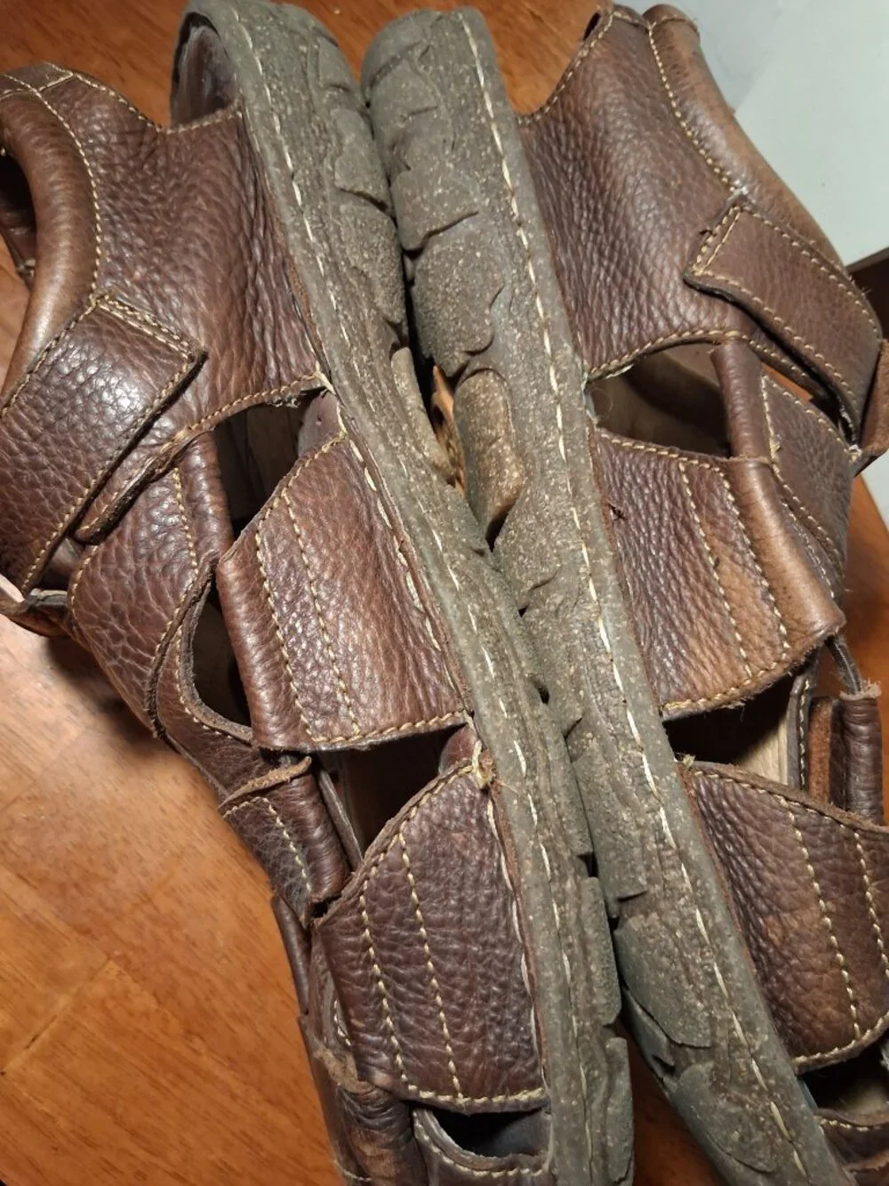 Men's Born Cabot III 3 Brown Leather Fisherman Slingback Sandal Shoes sz 13